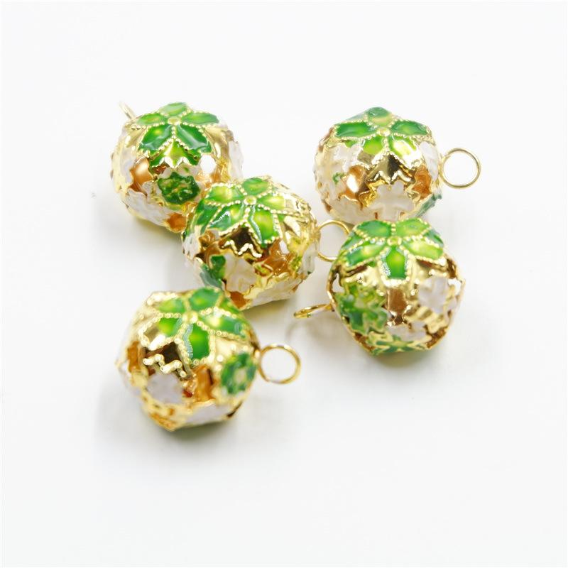 

Украшения своими руками, цветочные колокольчики, полые колокольчики, колокольчики в технике перегородчатой эмали, цветные колокольчики для животных, цветочные шары, железные колокольчики 18mm flower bell зелёный