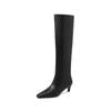 Lazy Wind~ European and American Style Temperament Folds Tall Stacked Boots Women's Versatile Square Head Cat and Cowhide Boots Internet Celebrities