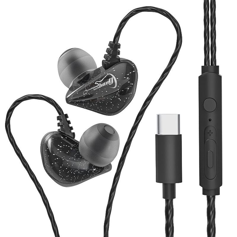Premium Wired Over-Ear Headphones with Heavy Bass and In-line Controls for Android, Round Hole Type-C, Ideal for Sports