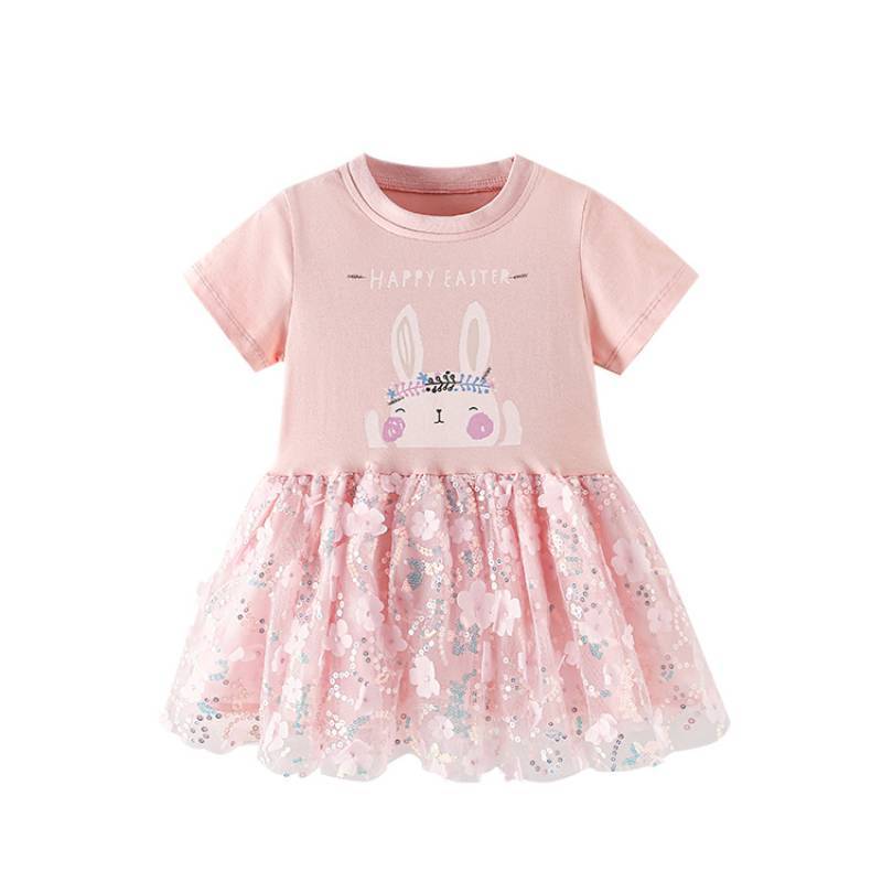 Girl Dress With Cartoon Pattern For Summer Kids Casual Outing