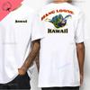 Hawaiian Style Mens Casual Tshirt Island Hanging Pine Shaka Surfboard Mens and Womens White Cotton Tee Retro Beach Surf Tops
