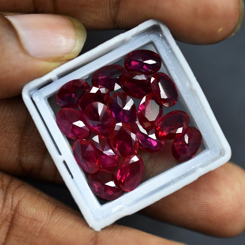 Natural Red Ruby Oval Cut 6 Pcs 7x5 Mm Lot Certified Vintage Jewelry Gemstone