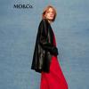 MO&Co. Women's Faux Leather Padded Shoulder Blazer