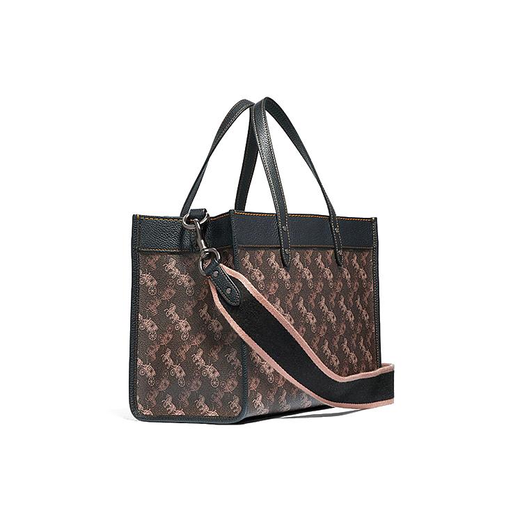 New COACH Field Leather Tote Bag Shopping Bag Shoulder Bags Handbags Large Size Women's Black Umber 89355-V5PUV