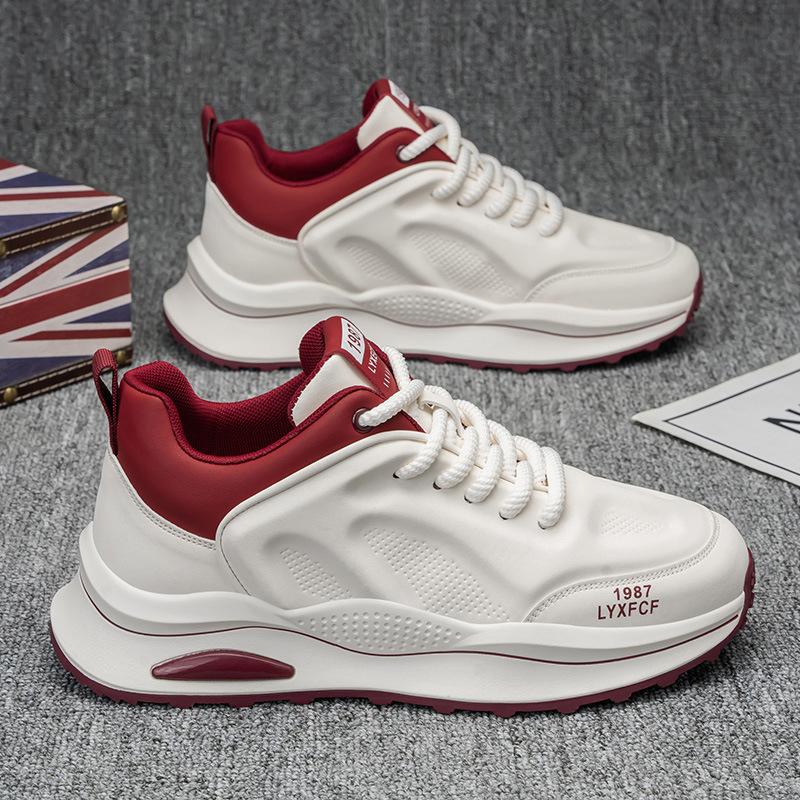 Frühling dicke Sohle höhenverstellend Papa Schuhe Student Leder Freizeit Sportschuhe niedrig