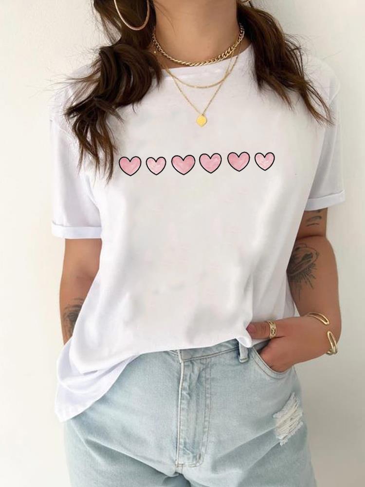 (Asijská velikost) Oblečení Tričko Tričko Akvarel Love Trend 90. léta Top Ženy Žena Potisk Móda Dámská Trička s krátkým rukávem Grafika