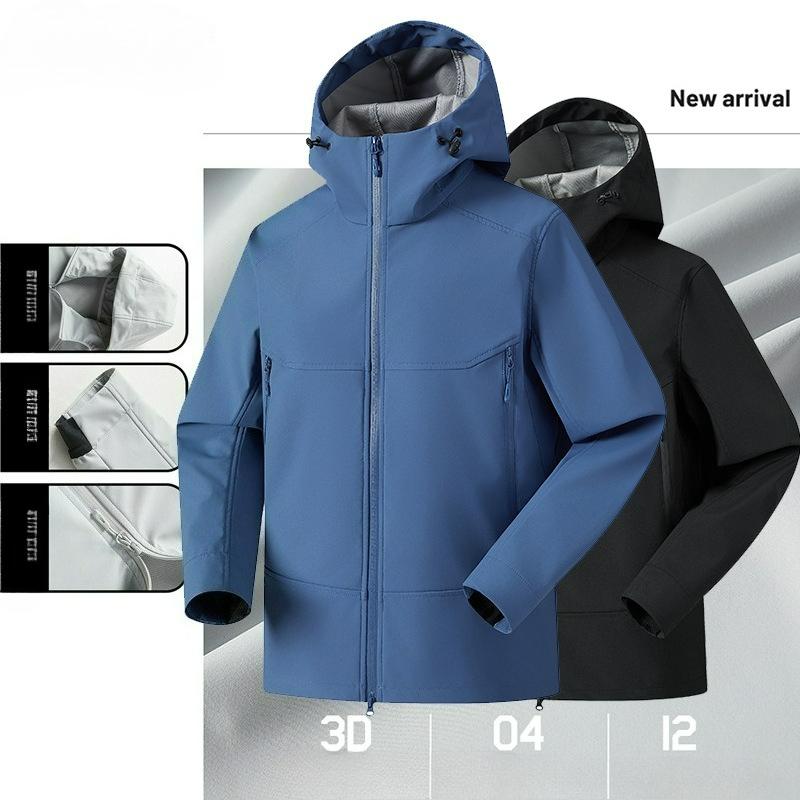 Veste à capuche softshell pour sports d'extérieur Trois-proof Veste décontractée pour hommes et femmes Veste Anti-feng Shui