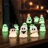Halloween Night Party Decor Luminous Mini Ghost Figurines, Glow in The Dark Cute Favors for Kids Miniature Statue Micro Landscape, Tiered Tray
