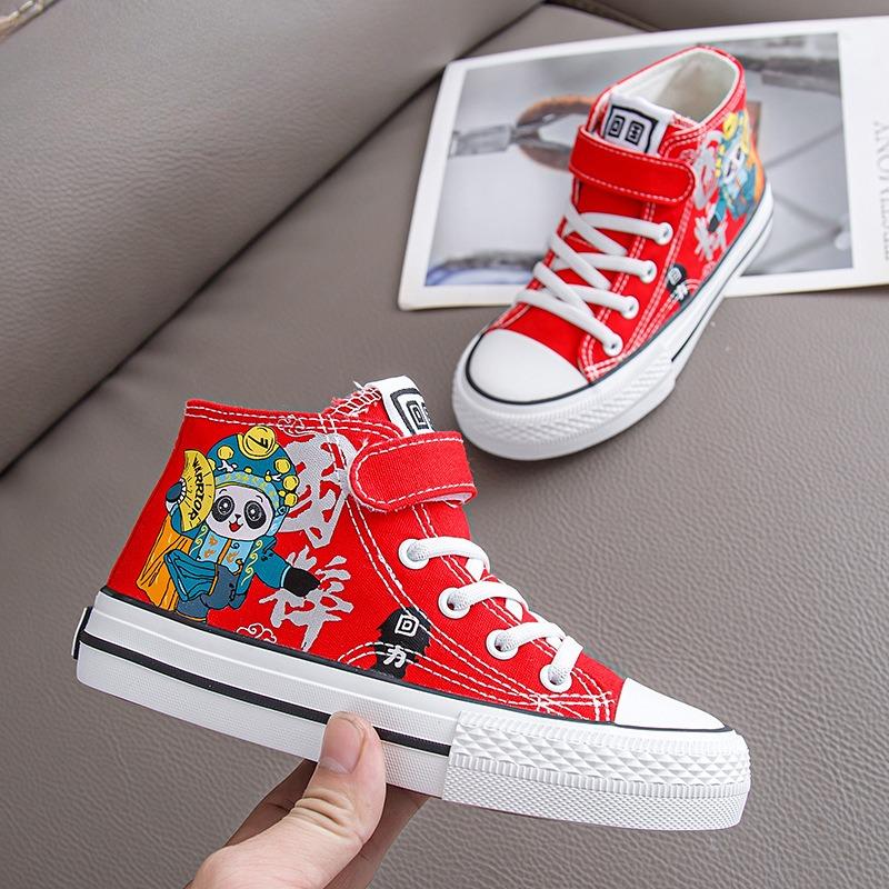 

Детские высокие парусиновые туфли для мужчин и женщин, весна и лето, новые повседневные универсальные туфли с рисунком на доске 35