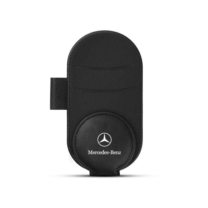 Leather Car Glasses Clip Sun Visor Multi-function Sunglasses Clip For AMG Mercedes Benz W204 W124 W201 W202 W212 W220 W205 GLA CLA Automotive Goods