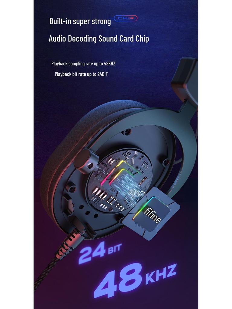 Fifine H6 RGB 7.1 Wired Gaming Headset for PC and Laptop.