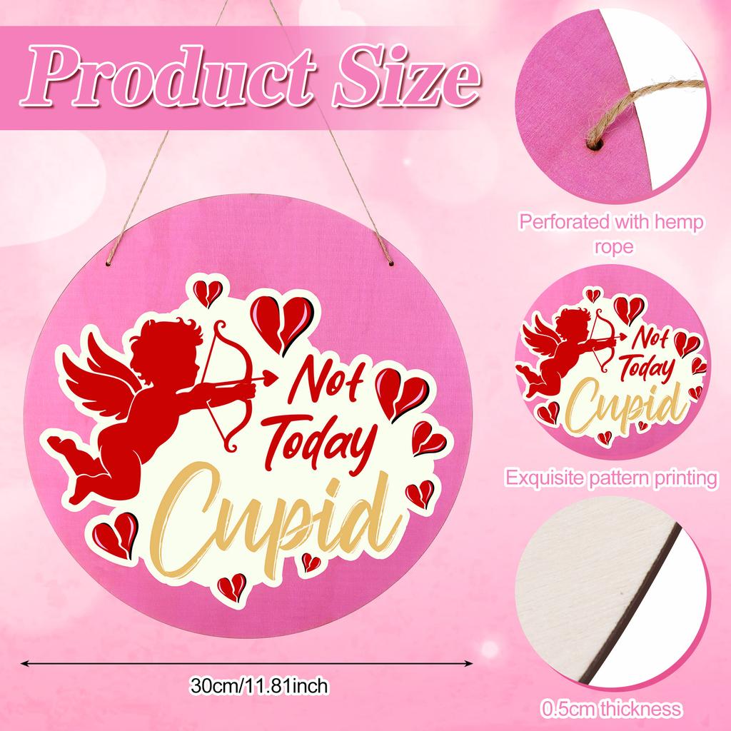 Not Today Cupid Valentine'S Day Door Sign Creative Anti-Valentine'S Day Door Hanger Funny Valentine Decorations For Door Window