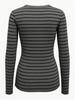 European & American Striped V-neck Long-sleeve Slimming T-shirt - Autumn/Winter Casual Korean Style