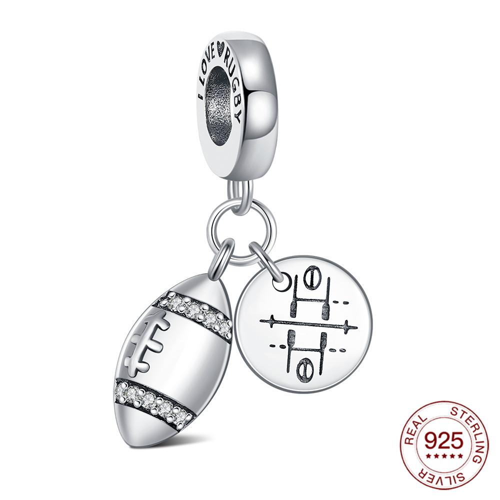 Copper Sports Series Charm Football Barbell Pendant Original Make Diy Bracelet Party Jewelry Gift For Men And Women