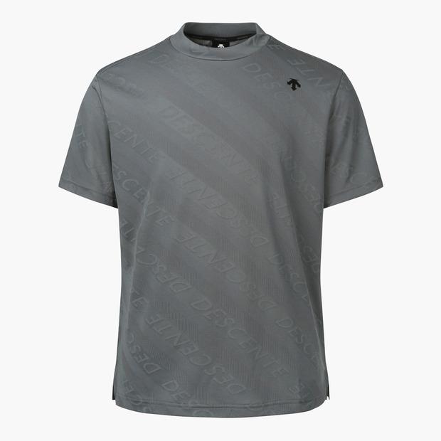 Descente Golf Men S Jacquard Short Sleeve Mock Neck T-Shirt (Dp32Mfts73) Blkg/Free