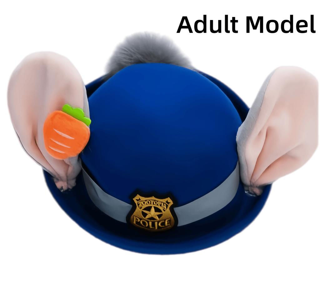Zootopia Bendable Bunny Ear Sheriff Hat Judy Movie Cosplay Costume Accessory Party Anime Rabbit Cute Police Officer Headwear