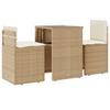 3 piece bistro set with cushions beige poly rattan