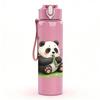 1PC Garden Panda Cartoon 750ml Color Plastic Sports Water Bottle Leakproof Flip Straw Lid Suitable for Sports Office Home Use