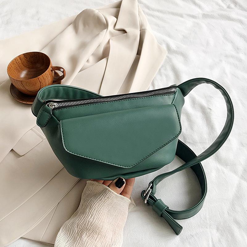 Fashion Simple Women's Chest Bag  New Trend Texture Wild PU Leather Crossbody Bags Japan Korea Leisure Ladies Fanny Pack
