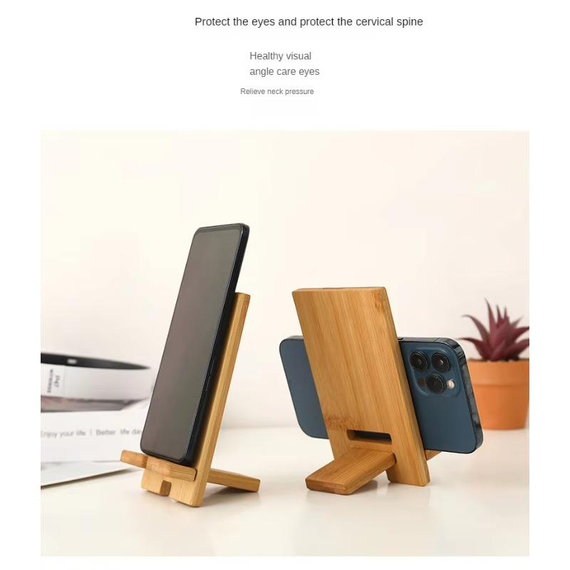 Wooden Mobile Phone Holder Phone Charging Stand Minimalist Style Portable Cell Phone Holder Tablet Desktop Bracket