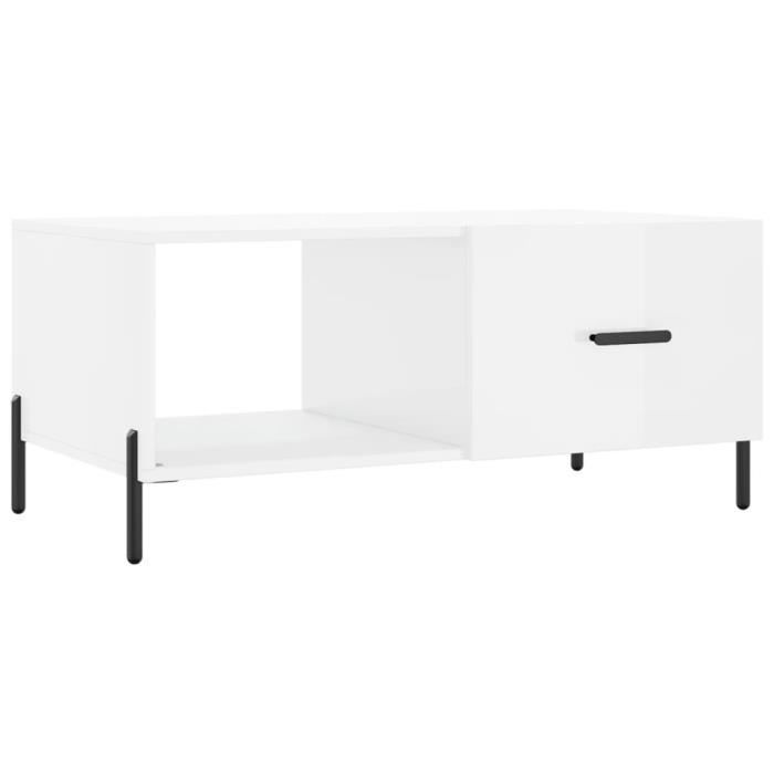VidaXL Table basse Blanc brillant 90x50x40 cm Bois d'ingénierie 829222