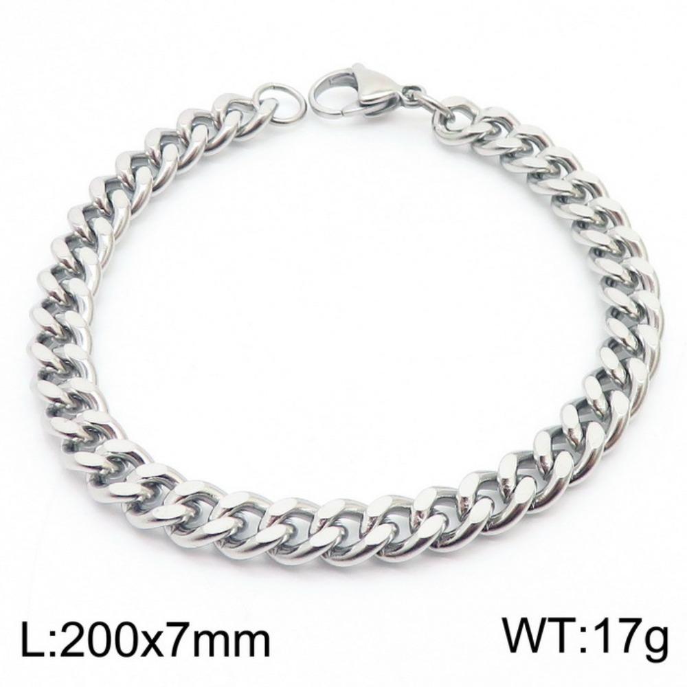 Jewelry Side Flat Chain Stainless Steel Chain, Simple Titanium Steel Men's Trend Hip-hop Bracelet Accessories