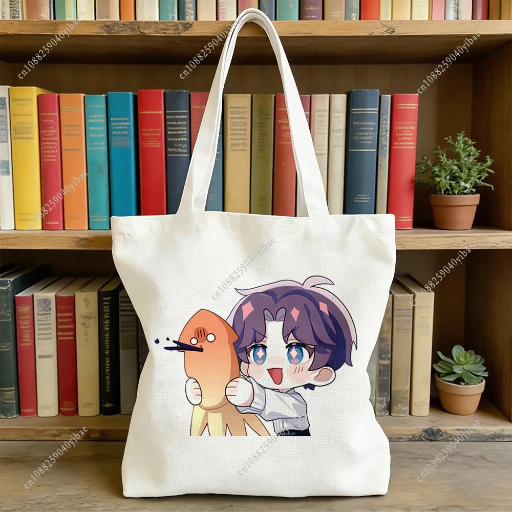 35x40CM Love and Deepspace Cute Rafayel Marine Life Handbag Anime Cosplay Qiyu Cartoon Single-shoulder Canvas Bag Game Fans