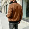 Men's Jacket Casual Vintage Long Sleeve Color Zip Up Outerwear for Spring and Fall