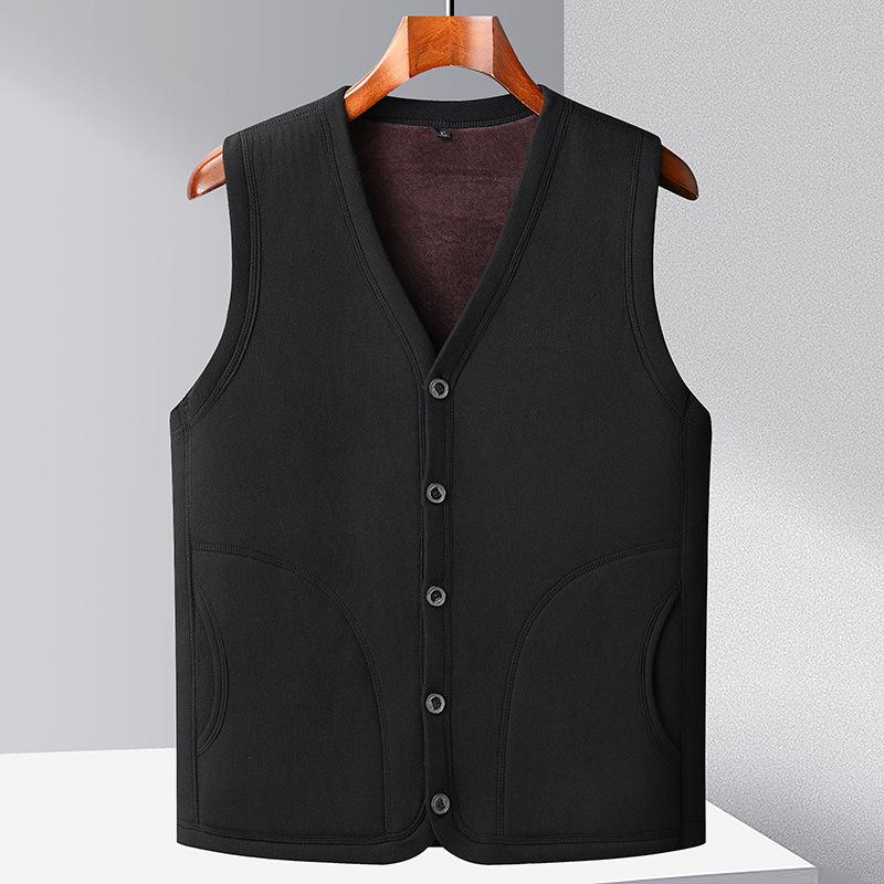 Pánská vesta, Hřejivá vesta pro střední a starší věk, Zesílený outfit pro tátu z německého sametu, Ležérní spodní kardigan, Dědečkův kabát