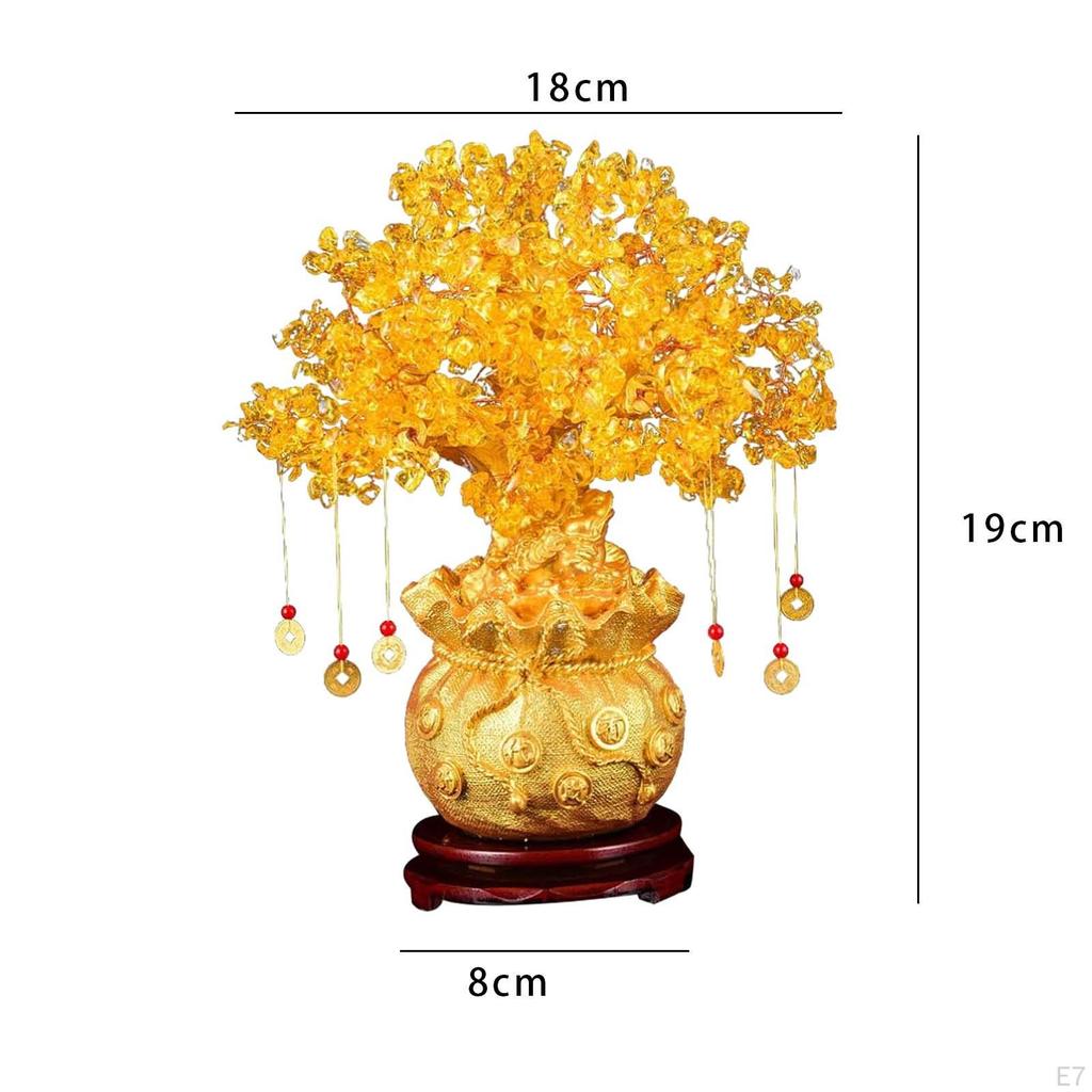 Money Tree Statue ,Lucky Figurine, Ornament Wealth Sculpture for Study Room