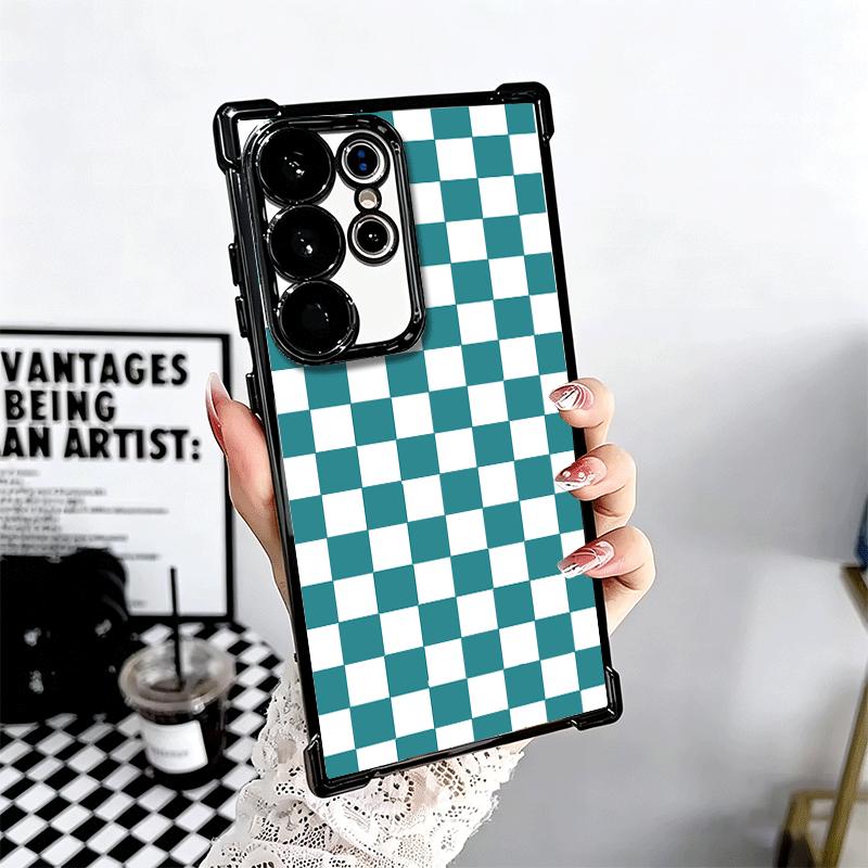 Retro Classic Chess Board Grid Soft Phone Case For Samsung Galaxy S26 Ultra S25 Edge S24 FE S23 Plus S22 S21 + S20 Plating Anti-