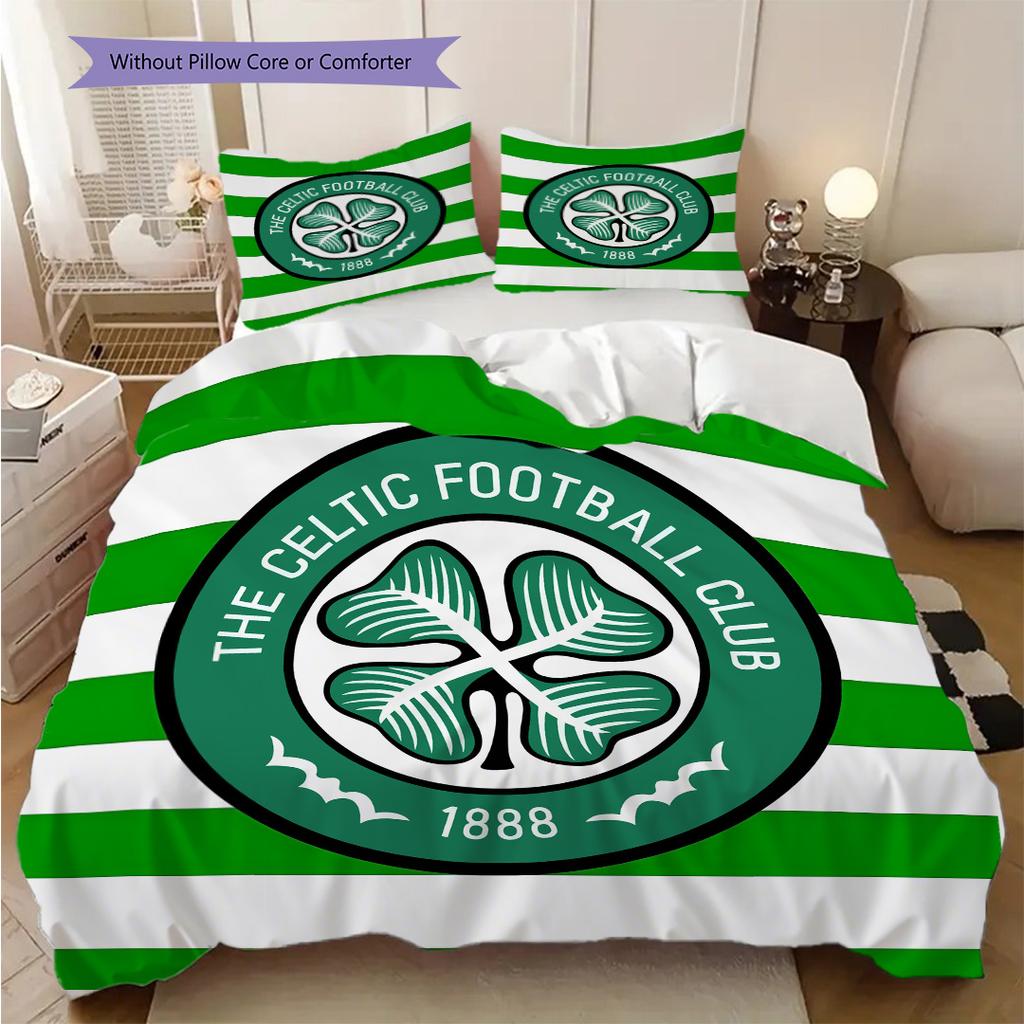 Celtic F.C Pattern Bedding Quilt Set Quilt Cover Pillowcase Home Decoration Birthday Gift (1 * duvet cover + 2 * pillowcase, without core)