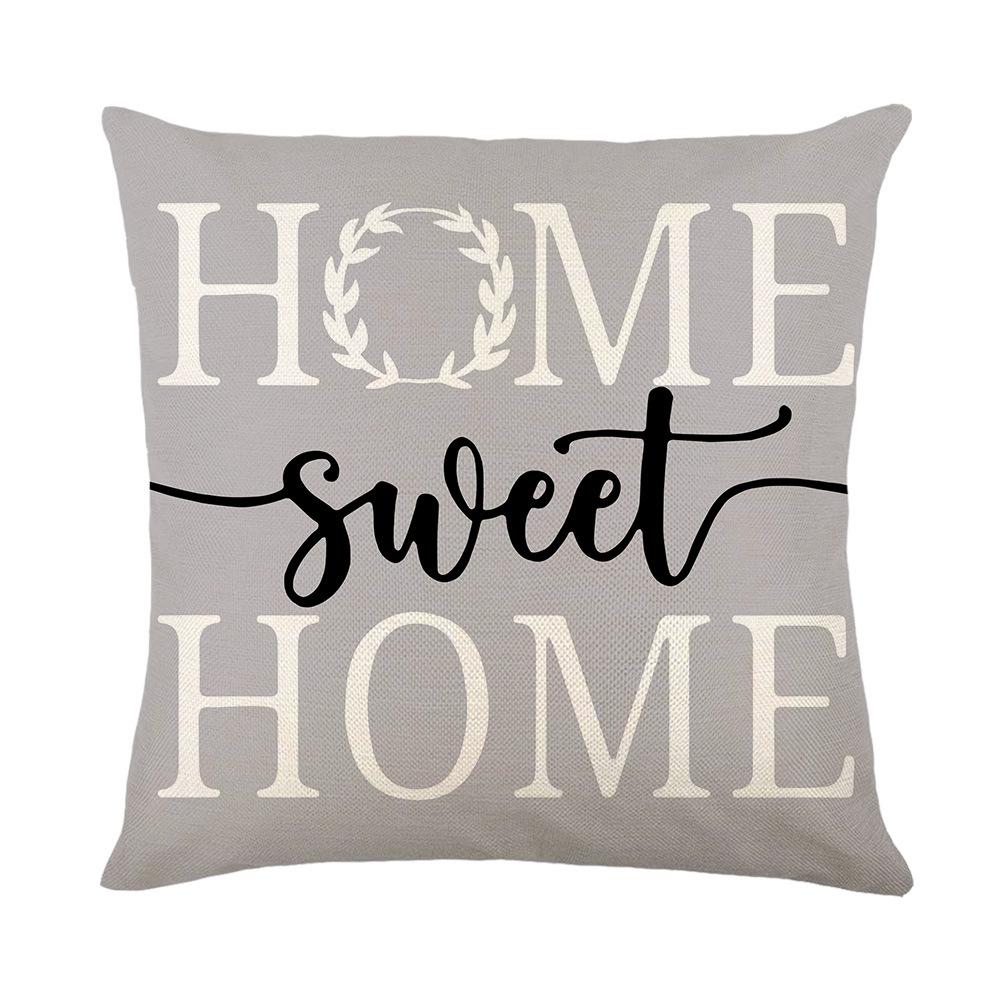 Spring Plant Flower Pillow Cover Home Letter Printed Polyester Pillow Cover Living Room Cushion Cover
