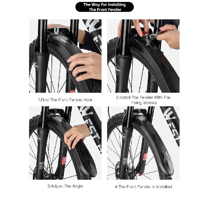 WEST BIKING Reflective Bicycle Fender High Toughness Bike Front Rear Mudguard For 26-27.5 Inch MTB Fenders Bike Accessories