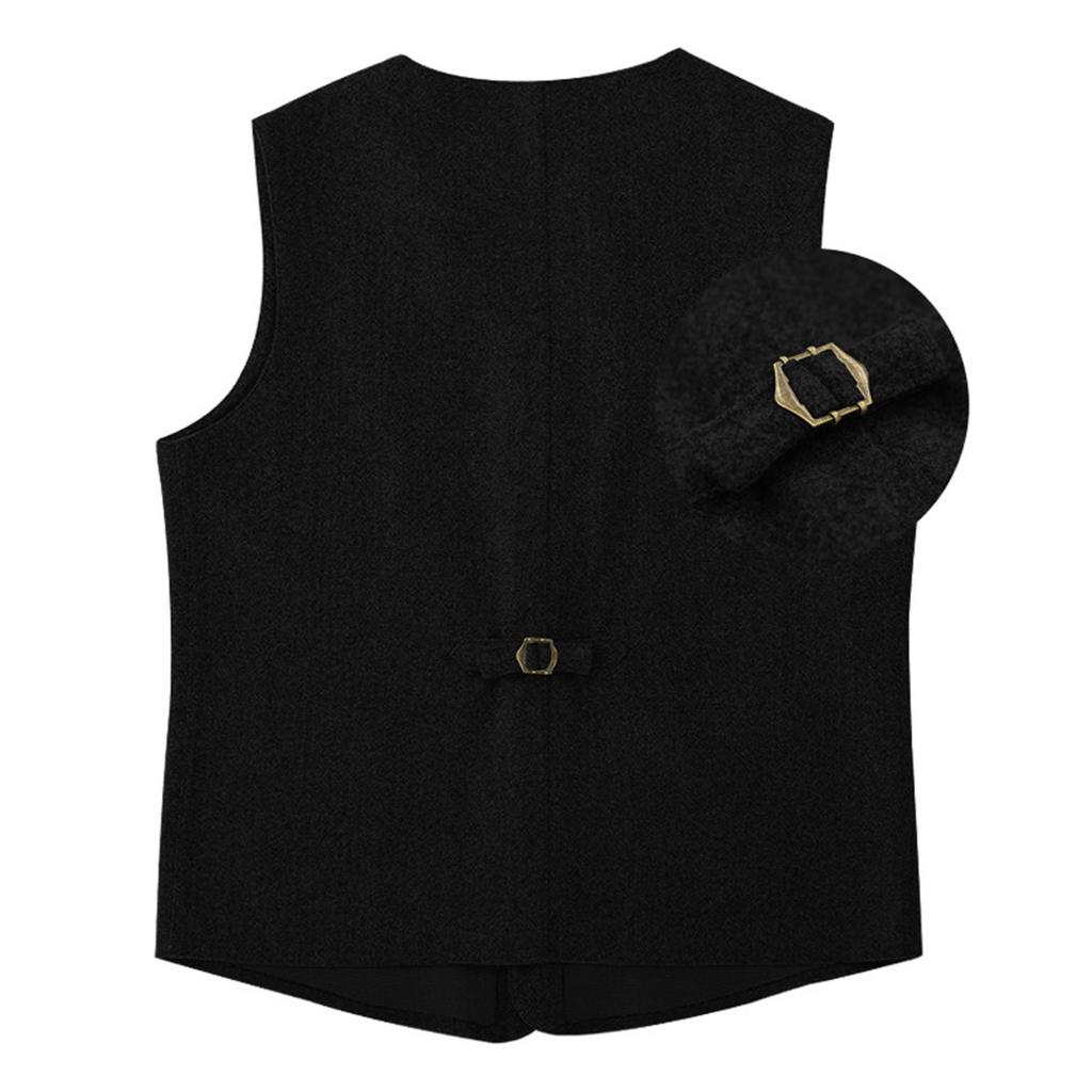 Męska modna casualowa dopasowana wełniana kamizelka jednorzędowa w jednolitym kolorze