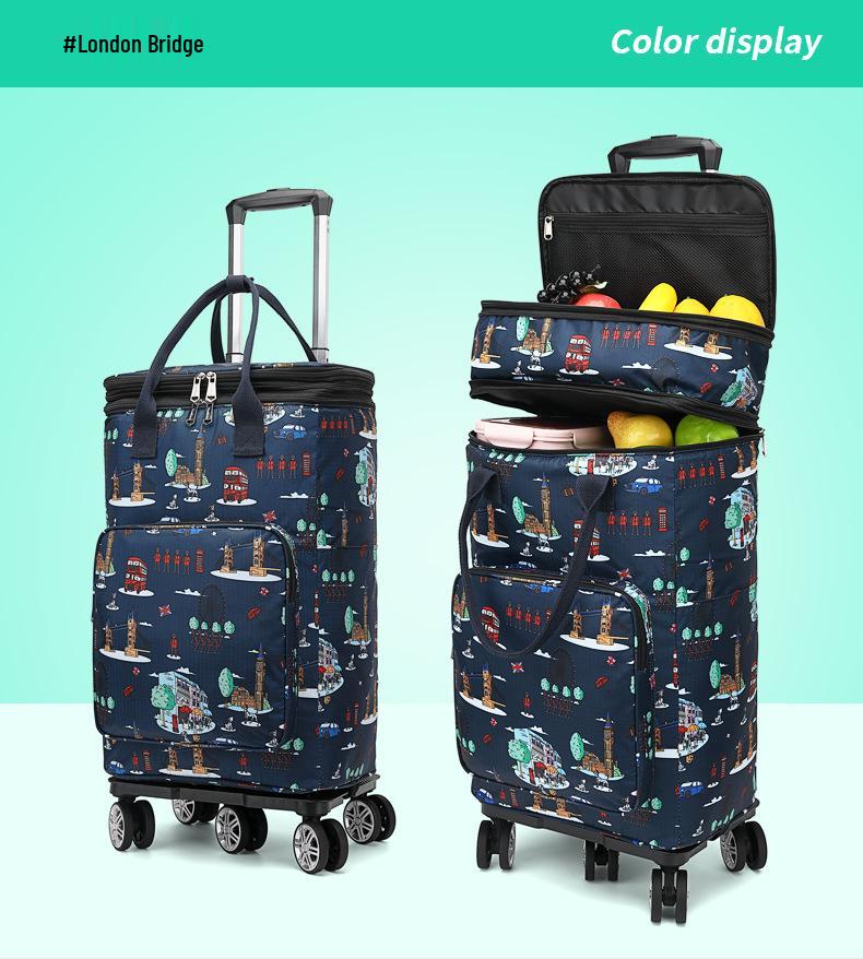 Carrello della spesa pieghevole leggero con manico telescopico e ruote universali per generi alimentari e campeggio