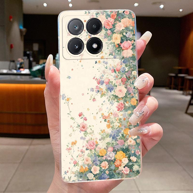 Phone Case For Xiaomi POCO X6 PRO 5G/Redmi K70E Fundas Capa Butterfly Bow Protective Casing Transparent Soft Silicone TPU Cover