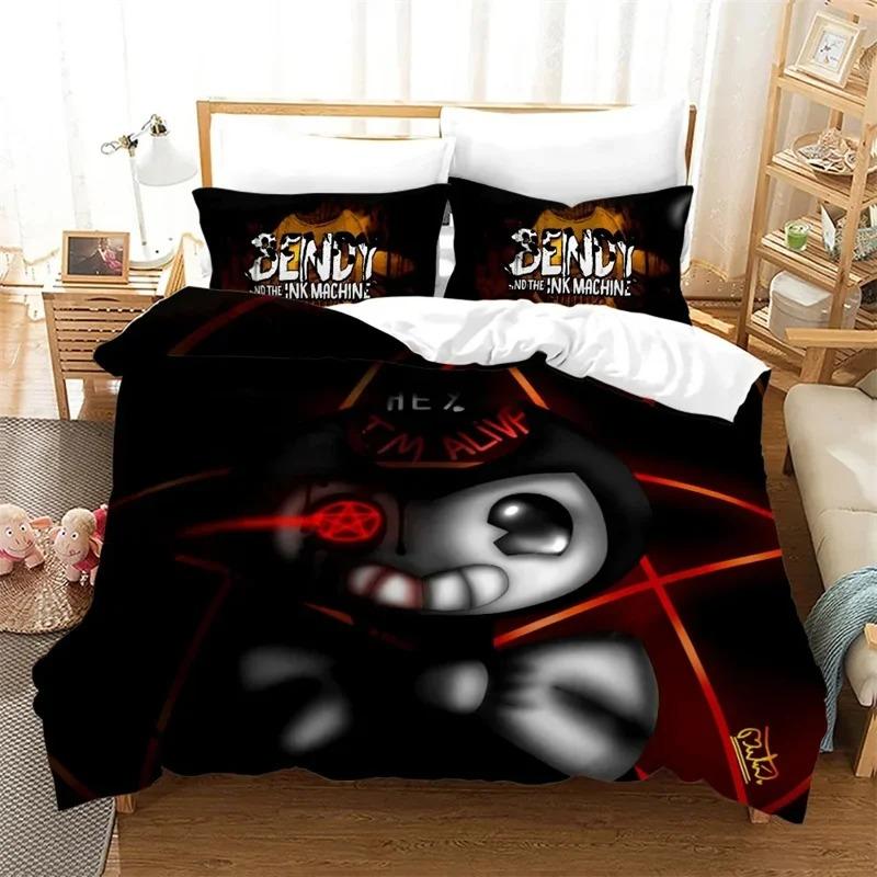 3D Printed Bendy N Ink Machine Bedding Collections Exquisite Bed Supplies Set Duvet Cover Bed Comforter Set Luxury Birthday Gift