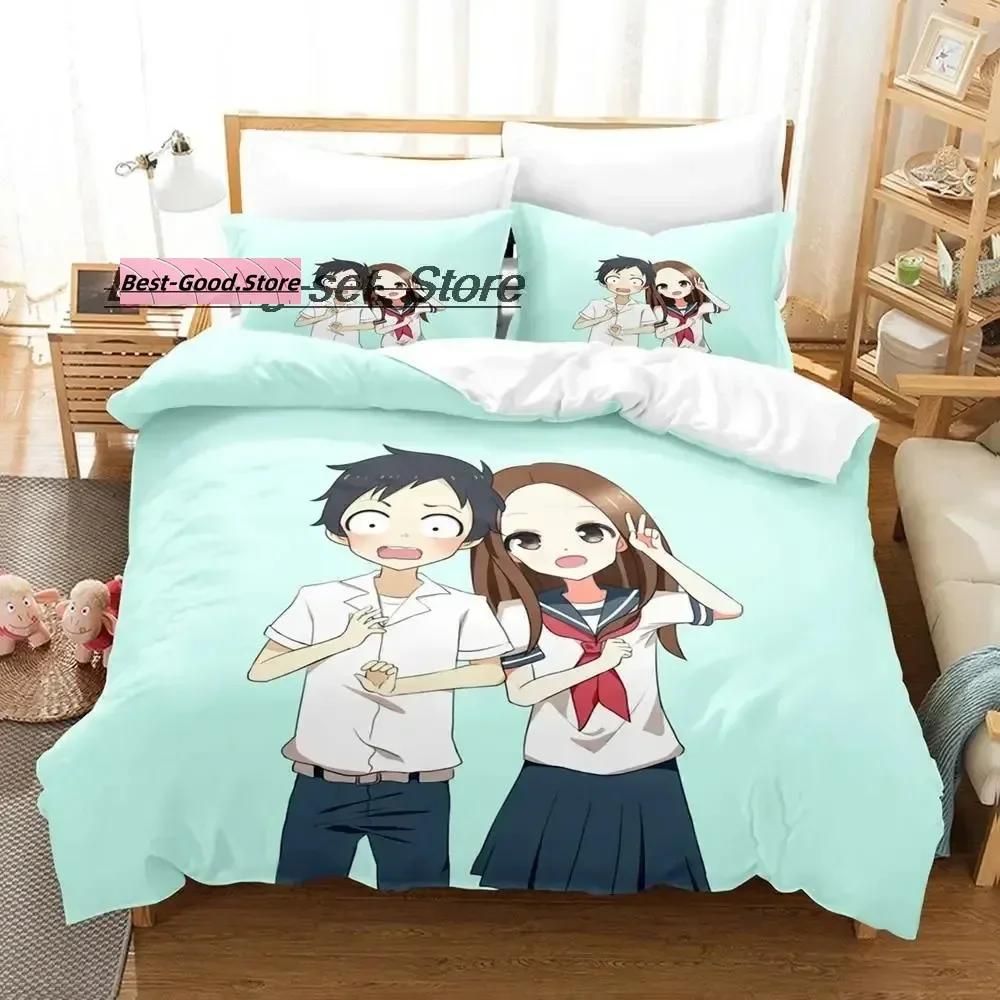 3D Teasing Master Takagi-San Bedding Set Printed Duvet Cover Pillowcase Single Double Queen Super King Size Sets