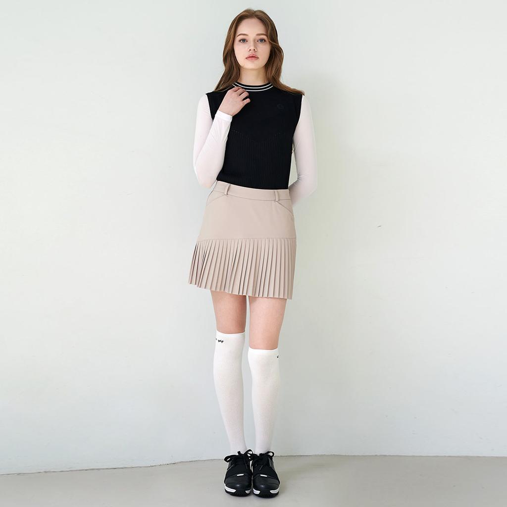 Rick [Undershorts] Half Pleated Skirt (Beige)_L3A1-Sk04C