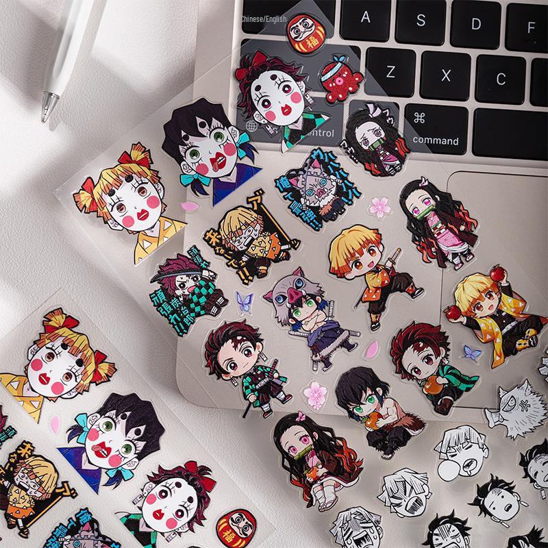 Sky Demon Slayer Fall Festival 3D Embossed Large Four-Person Anime Sticker for Phone DIY