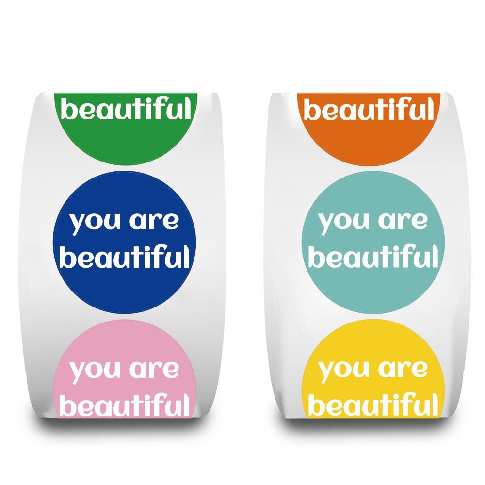 500PCS You Are Beautiful Roll Stickers Harajuku Notebook Laptop Skateboard Colorful Living Room Coffee Art Picture Phone Sticker