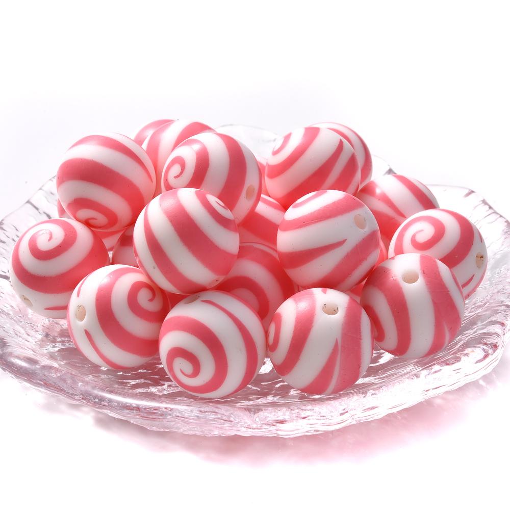 15mm 10Pcs Silicone Printed Circular Spaced Beads Without Bisphenol A Food Grade Focus Beads Baby Chew Toys Necklaces Jewelry