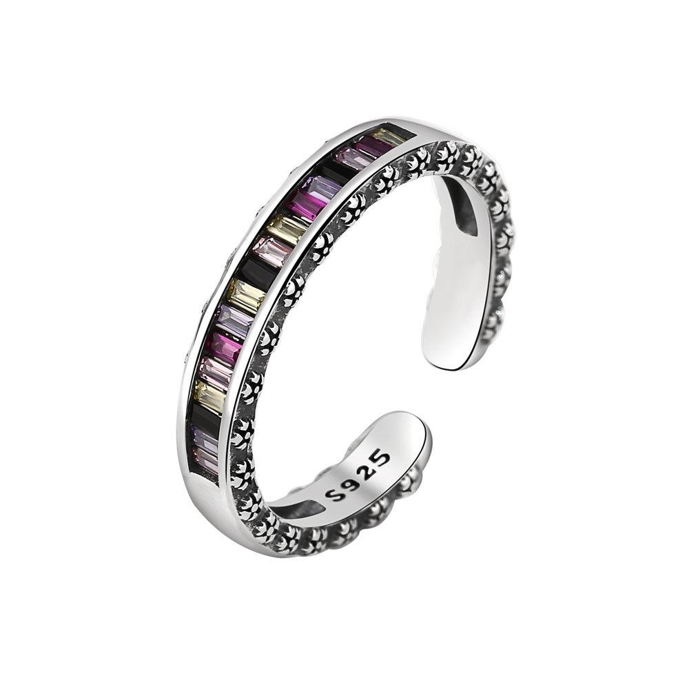 Heavy Industry Rainbow Zircon Ring For Women Niche Advanced Cold Fashion Jewelry