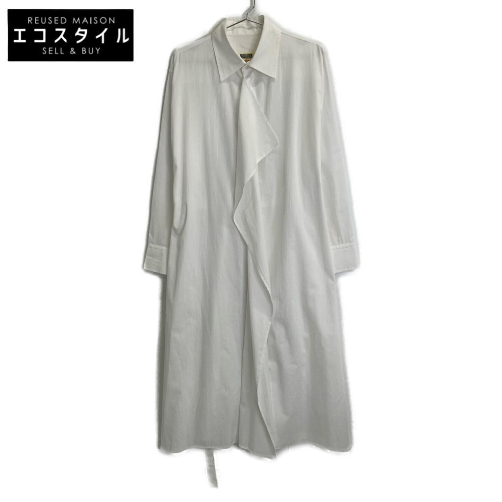 REGULATION Yohji Yamamoto FB-D52-005 COTTON BROAD R-DRAPED SHIRT DRESS Dress 2 whiteUsed
