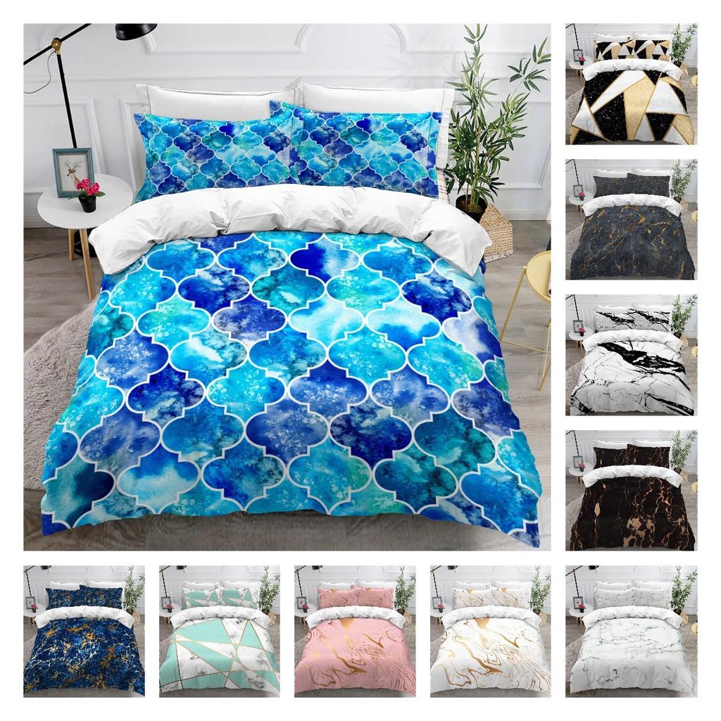 Farbe Marmor 3D Dreidimensional Digitaldruck Bettbezug Dreiteilig Bettbezug Kissenbezug
