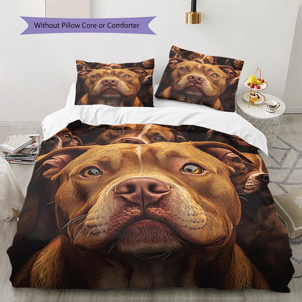 Pitbull Pattern Bedding Home Decoration Birthday Gift (1 * duvet cover + 2 * pillowcase, without core)