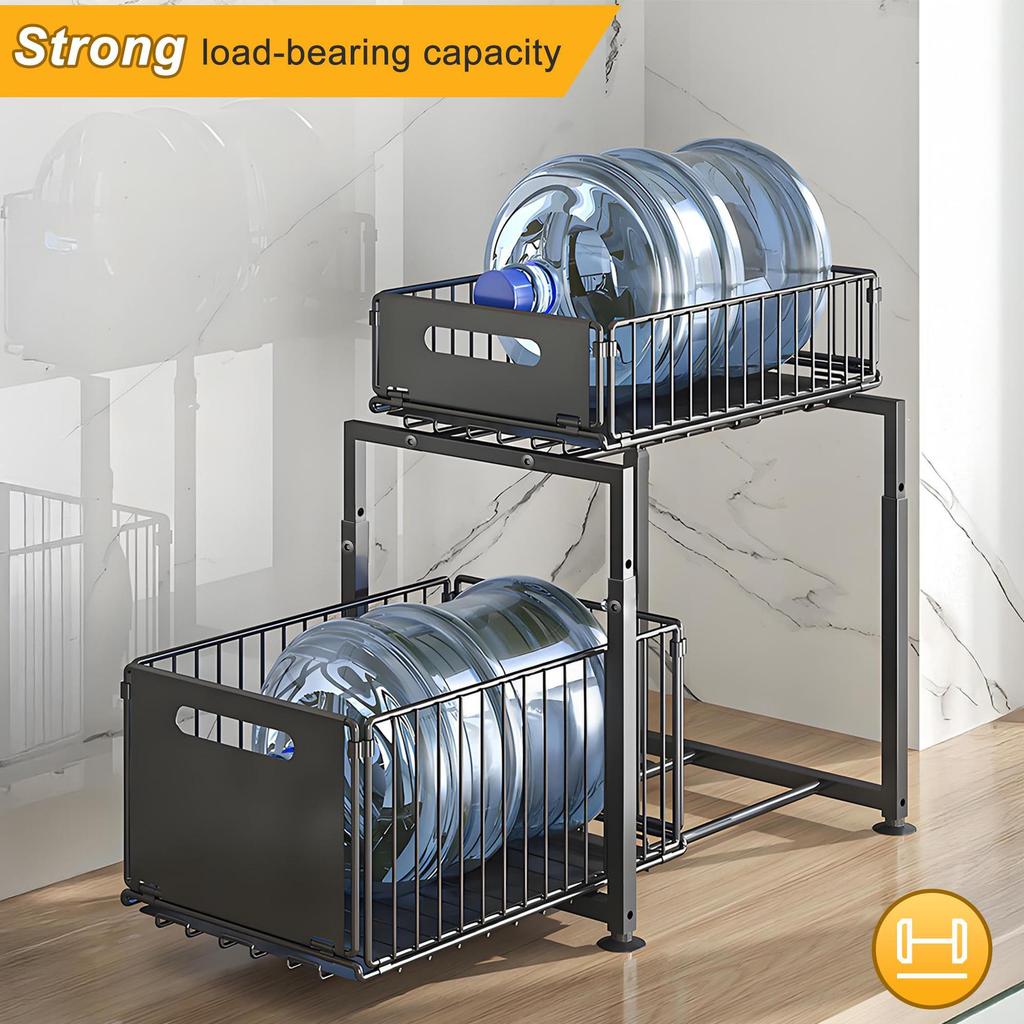Adjustable Kitchen Sink Storage Rack with Pull-out Shelves