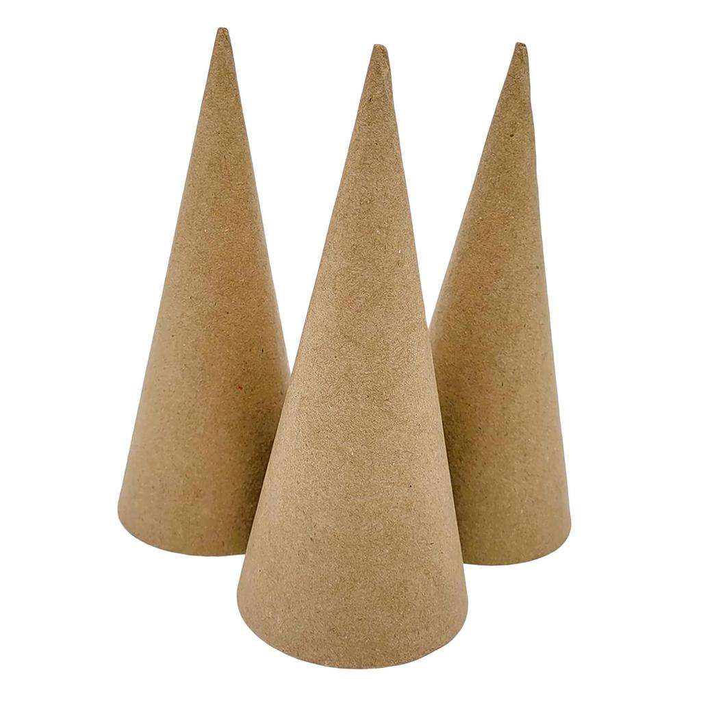 3Pcs Paper Mache Cones Open Bottom DIY Art Crafts Christmas Tree Decoration for Halloween Decorations Scrapbooking Decorating