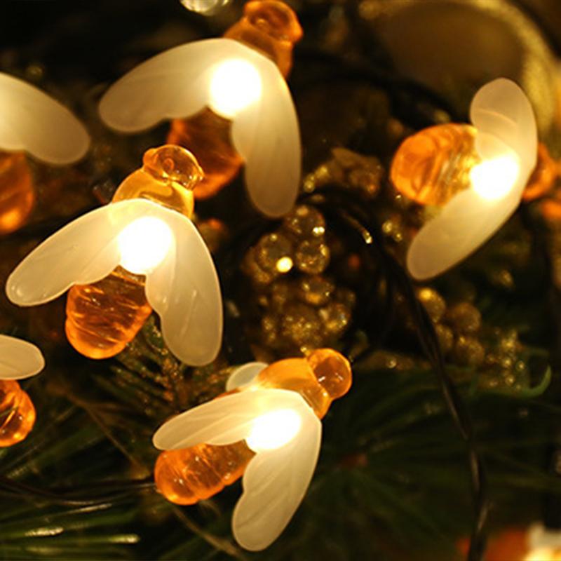 Solar Bee String Lights Outdoor Led Honeybee Fairy Lights Waterproof Solar  Lights for Gar